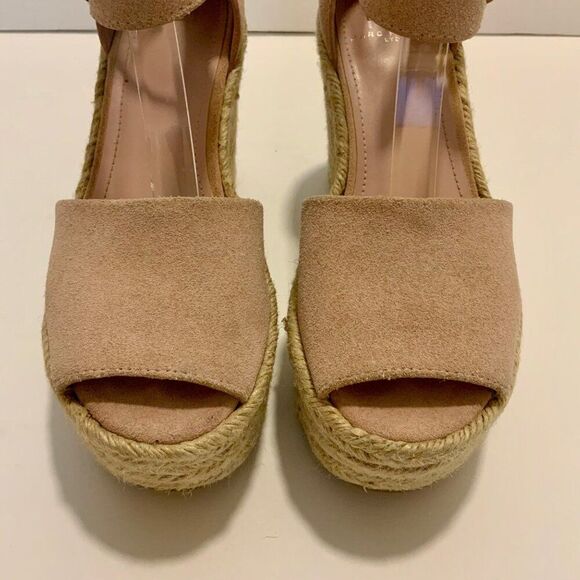 Marc Fisher Blush Pink Suede Ankle Strap Espadrille Wedge Sandals Buckle Sz 6 - Picture 7 of 11